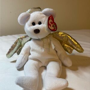 Ty White Angel Bear with Gold Wings and Halo II